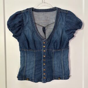 Bebe Denim Button Down Bustier Top